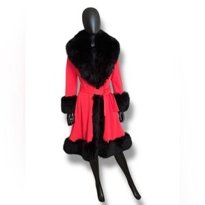 Vintage 1960s Lilli Ann Knits Red Orange Princess Coat